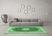 Machine Washable Medallion Emerald Green Traditional Area Rugs in a Living Room,, wshtr3525emgrn