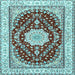 Square Medallion Light Blue Traditional Rug, tr3525lblu