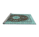 Sideview of Machine Washable Medallion Light Blue Traditional Rug, wshtr3525lblu