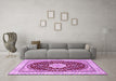 Machine Washable Medallion Purple Traditional Area Rugs in a Living Room, wshtr3525pur