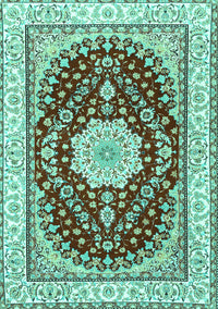 Medallion Turquoise Traditional Rug, tr3525turq