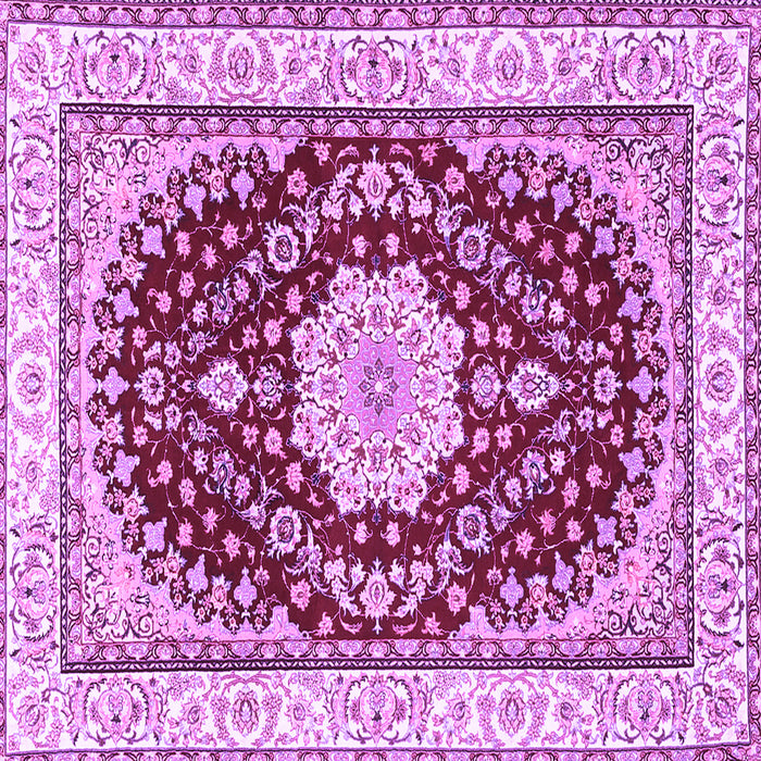 Square Machine Washable Medallion Purple Traditional Area Rugs, wshtr3525pur