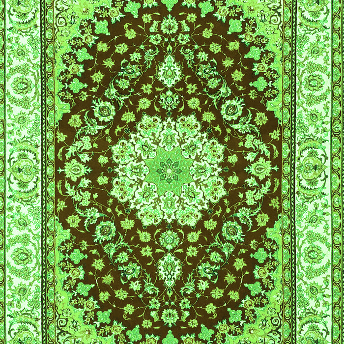 Serging Thickness of Machine Washable Medallion Green Traditional Area Rugs, wshtr3525grn