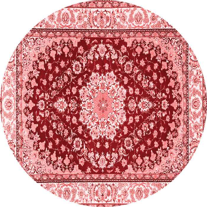 Machine Washable Medallion Red Traditional Rug, wshtr3525red