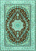 Machine Washable Medallion Turquoise Traditional Area Rugs, wshtr3525turq