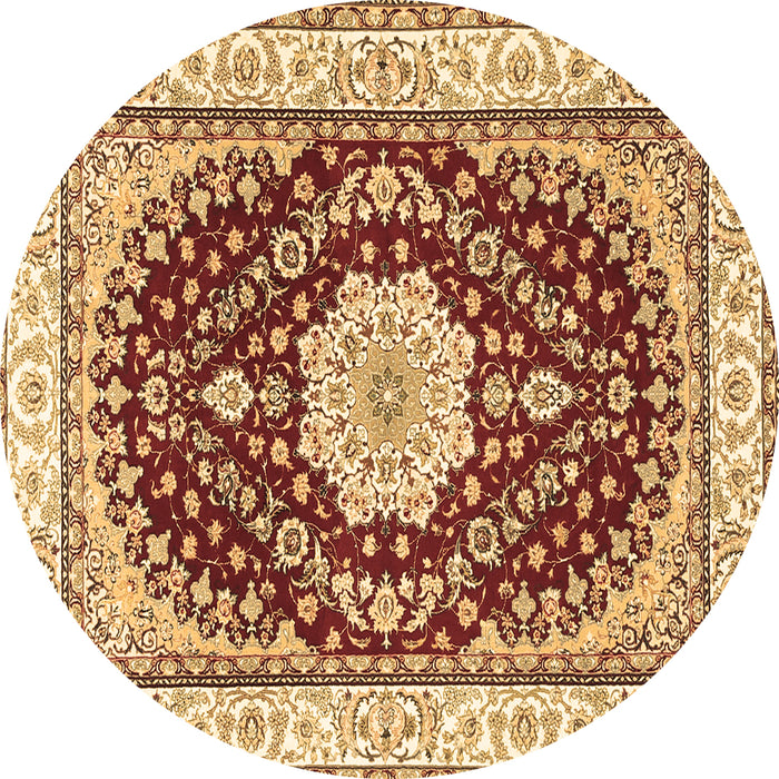 Round Medallion Brown Traditional Rug, tr3525brn
