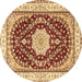 Round Medallion Brown Traditional Rug, tr3525brn