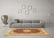 Machine Washable Medallion Brown Traditional Rug in a Living Room,, wshtr3525brn