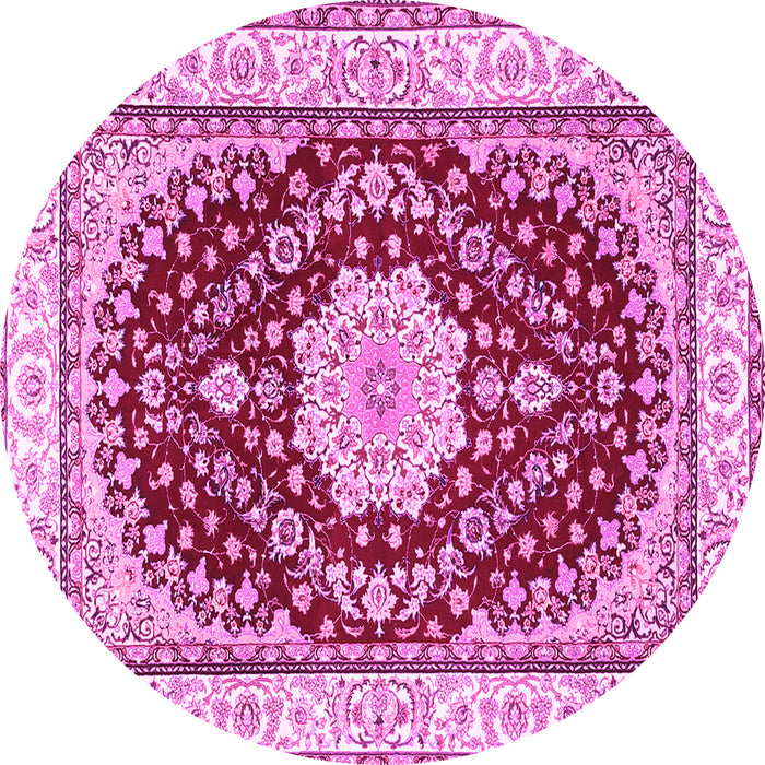 Round Medallion Pink Traditional Rug, tr3525pnk