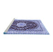 Sideview of Machine Washable Medallion Blue Traditional Rug, wshtr3525blu