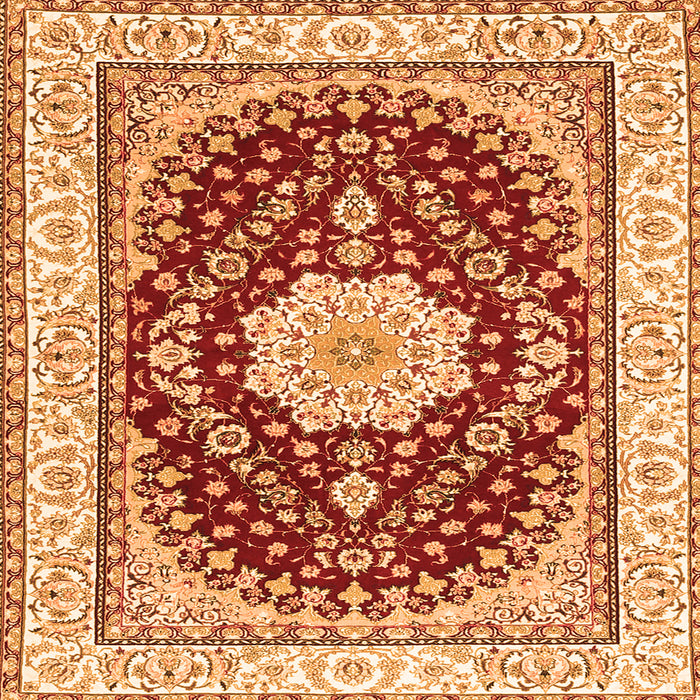 Serging Thickness of Medallion Orange Traditional Rug, tr3525org