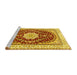 Sideview of Machine Washable Medallion Yellow Traditional Rug, wshtr3525yw