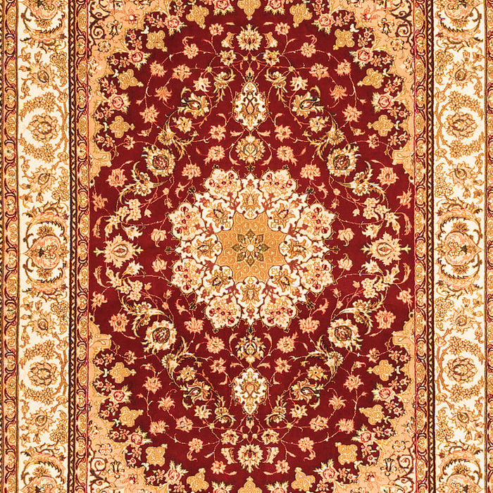 Serging Thickness of Machine Washable Medallion Orange Traditional Area Rugs, wshtr3525org