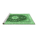 Sideview of Machine Washable Medallion Emerald Green Traditional Area Rugs, wshtr3525emgrn