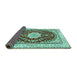Sideview of Medallion Turquoise Traditional Rug, tr3525turq