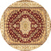 Round Machine Washable Medallion Brown Traditional Rug, wshtr3525brn