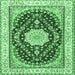 Square Machine Washable Medallion Emerald Green Traditional Area Rugs, wshtr3525emgrn