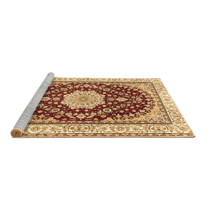 Sideview of Machine Washable Medallion Brown Traditional Rug, wshtr3525brn
