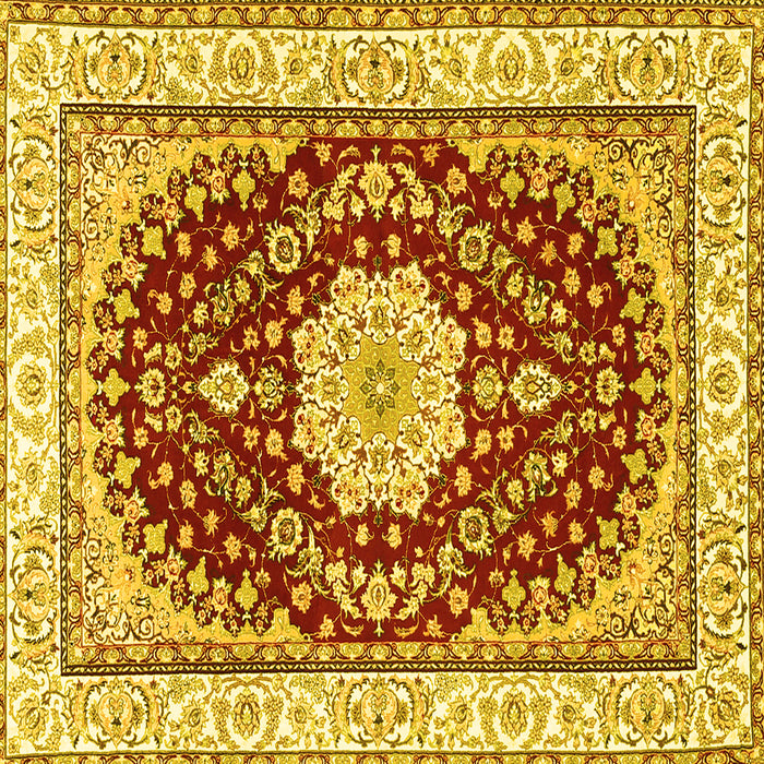 Square Medallion Yellow Traditional Rug, tr3525yw