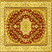 Square Medallion Yellow Traditional Rug, tr3525yw