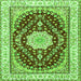Serging Thickness of Medallion Green Traditional Rug, tr3525grn