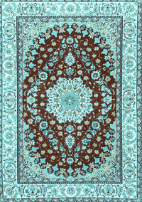 Medallion Light Blue Traditional Rug, tr3525lblu