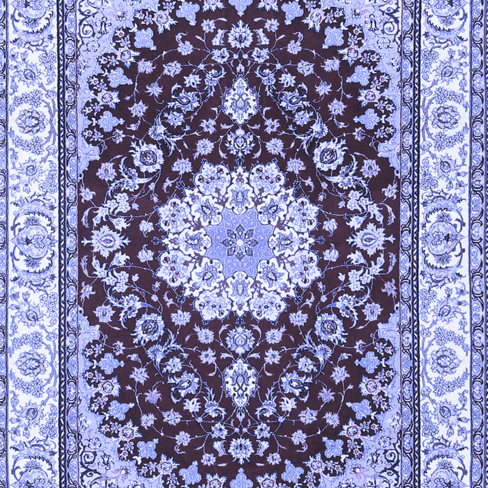 Machine Washable Medallion Blue Traditional Rug, wshtr3525blu
