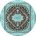 Round Medallion Light Blue Traditional Rug, tr3525lblu