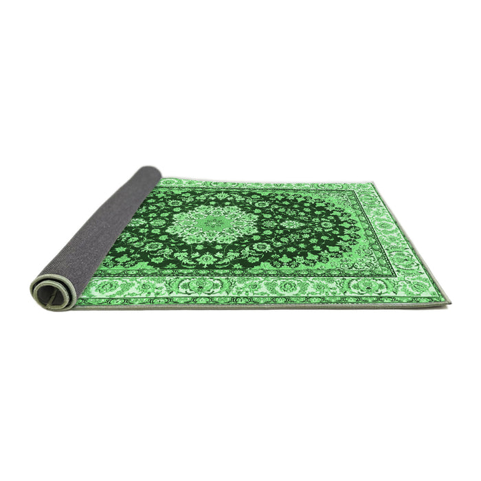 Sideview of Medallion Emerald Green Traditional Rug, tr3525emgrn