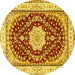 Round Medallion Yellow Traditional Rug, tr3525yw