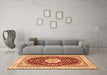 Machine Washable Medallion Orange Traditional Area Rugs in a Living Room, wshtr3525org