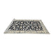 Sideview of Machine Washable Traditional Gray Rug, wshtr3526