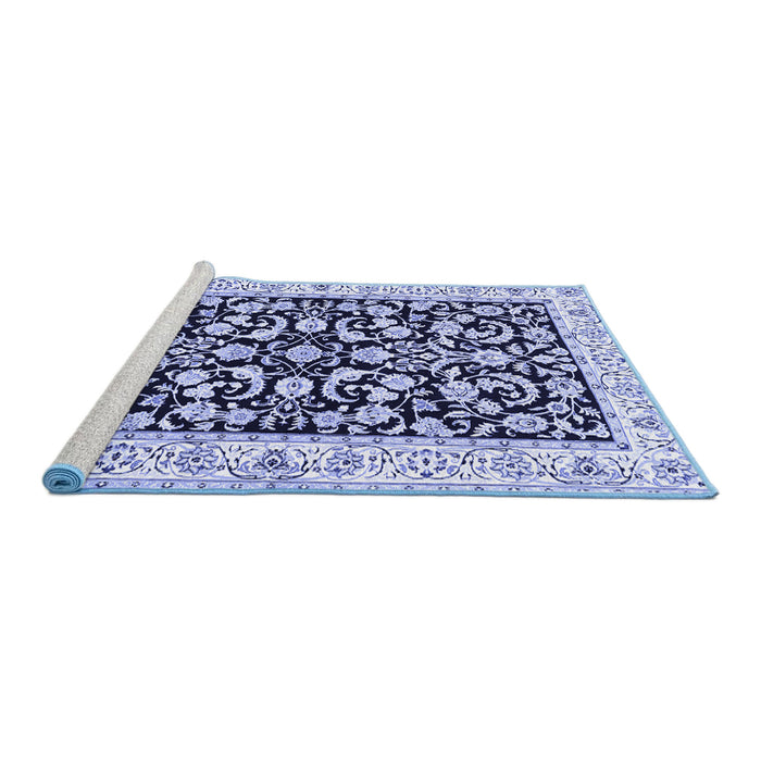 Sideview of Machine Washable Persian Blue Traditional Rug, wshtr3526blu