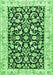 Serging Thickness of Machine Washable Persian Green Traditional Area Rugs, wshtr3526grn