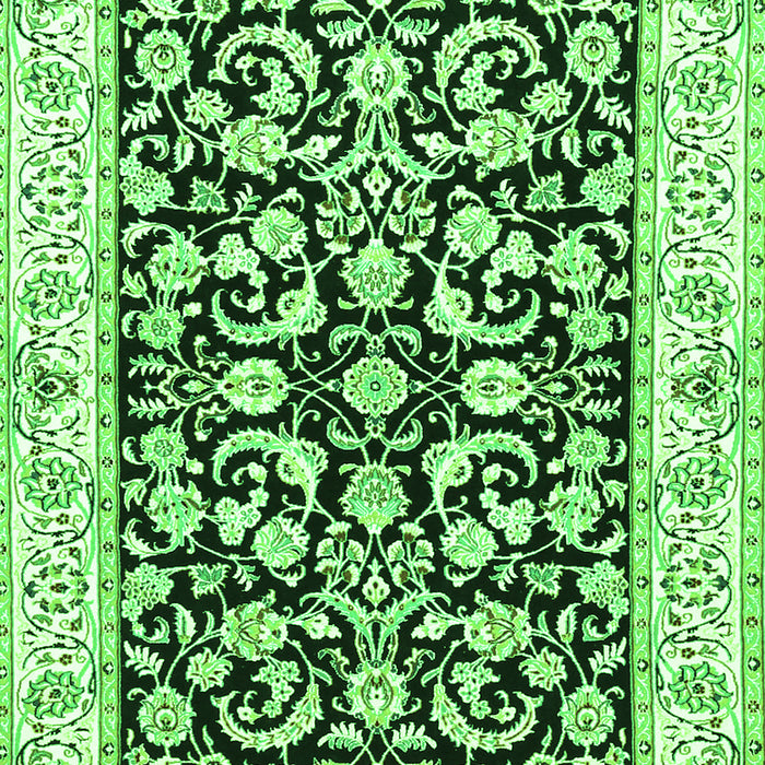 Serging Thickness of Machine Washable Persian Green Traditional Area Rugs, wshtr3526grn