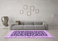 Machine Washable Persian Purple Traditional Rug, wshtr3526pur