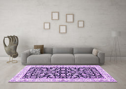 Machine Washable Persian Purple Traditional Area Rugs in a Living Room, wshtr3526pur