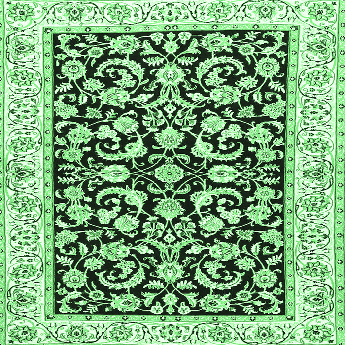 Square Persian Emerald Green Traditional Rug, tr3526emgrn