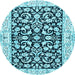 Round Machine Washable Persian Light Blue Traditional Rug, wshtr3526lblu