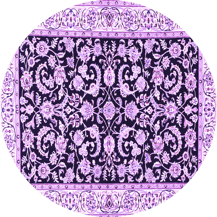 Round Persian Purple Traditional Rug, tr3526pur