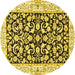 Round Persian Yellow Traditional Rug, tr3526yw