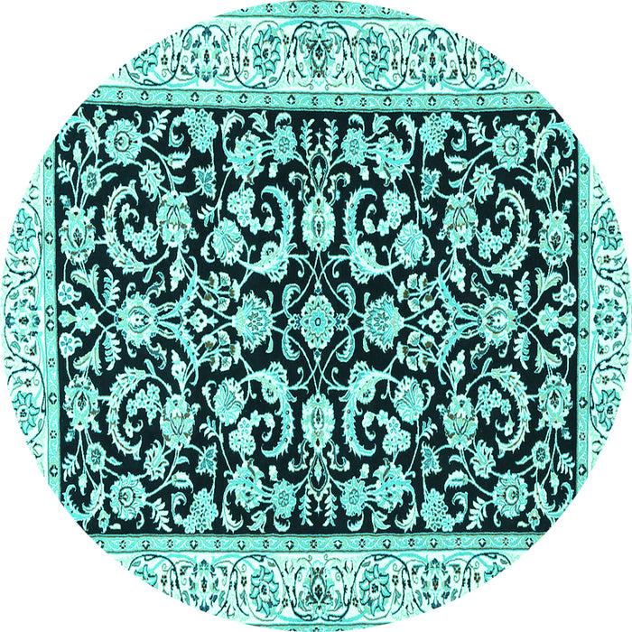 Round Persian Turquoise Traditional Rug, tr3526turq