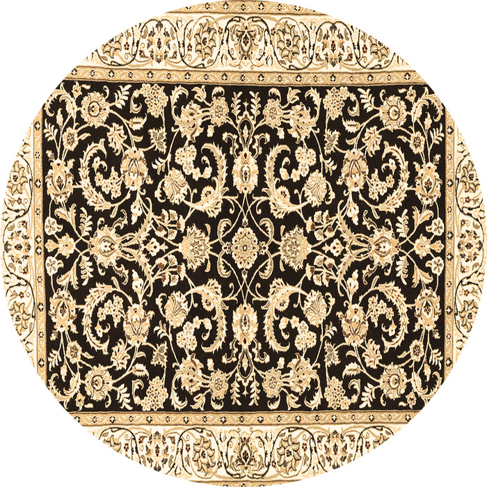 Round Persian Brown Traditional Rug, tr3526brn