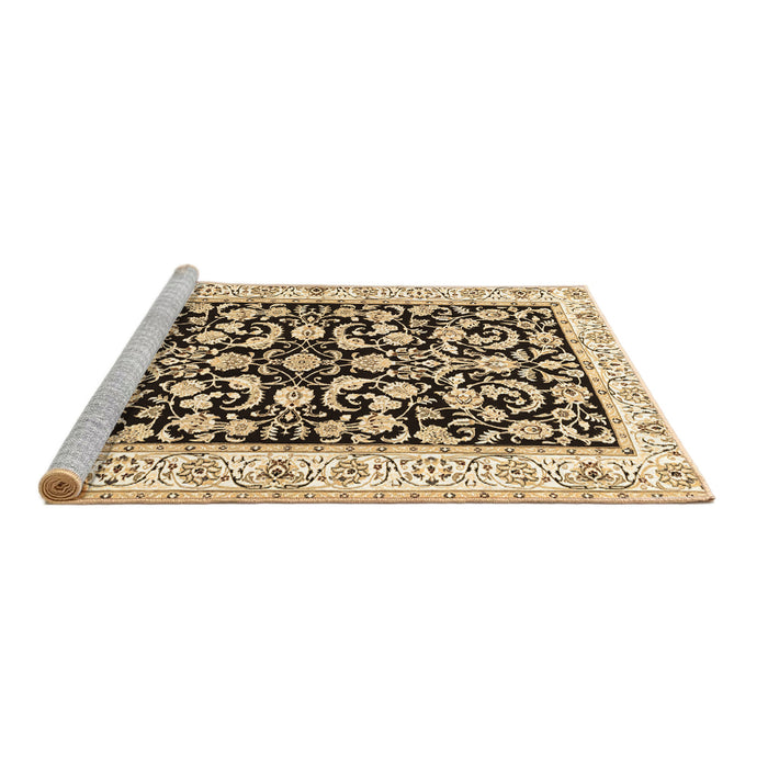 Sideview of Machine Washable Persian Brown Traditional Rug, wshtr3526brn
