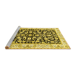 Sideview of Machine Washable Persian Yellow Traditional Rug, wshtr3526yw