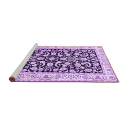 Sideview of Machine Washable Persian Purple Traditional Area Rugs, wshtr3526pur