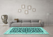 Machine Washable Persian Turquoise Traditional Area Rugs in a Living Room,, wshtr3526turq