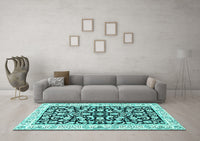 Machine Washable Persian Turquoise Traditional Rug, wshtr3526turq