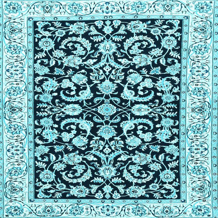 Square Machine Washable Persian Light Blue Traditional Rug, wshtr3526lblu