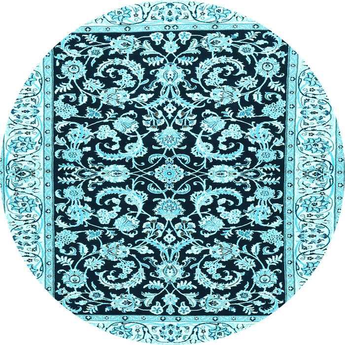 Round Persian Light Blue Traditional Rug, tr3526lblu
